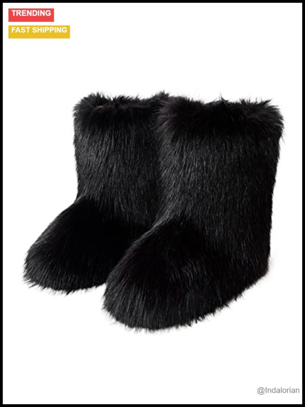 Faux Fur Fluffy Warm Snow Boots Mid Calf Winter Shoes